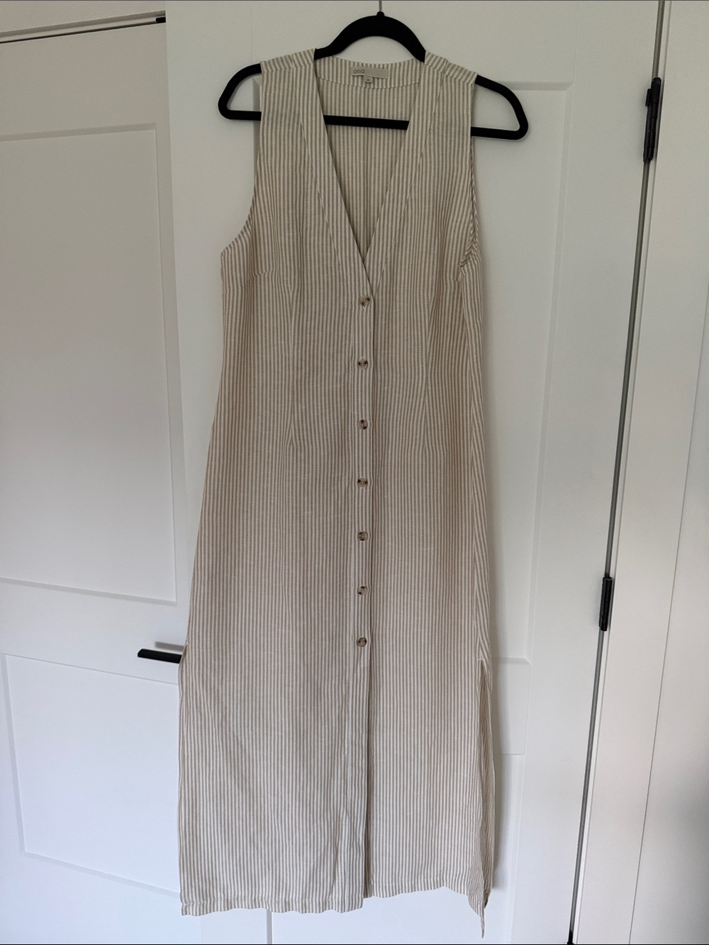 Onia air linen button down stripe dress